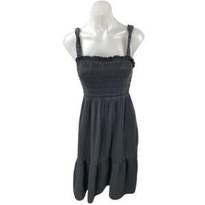 Gap Black Sleeveless Ruffle Smocked Square Neck Fit & Flare Mini Dress Size XS